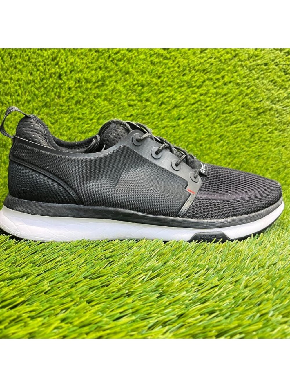 Kuru Atom Mens Size 12 Jet Black White Athletic Running Walking Shoes Sneakers